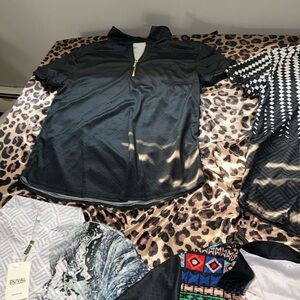 Black Half-Zip Short Sleeve Shirt